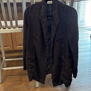 Zara Charcoal Double-Breasted Jacket